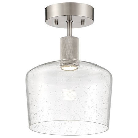 Access Lighting Port Nine Chardonnay, Chardonnay LED SemiFlush, Brushed Steel Finish, Seeded Glass 63147LEDD-BS/SDG
